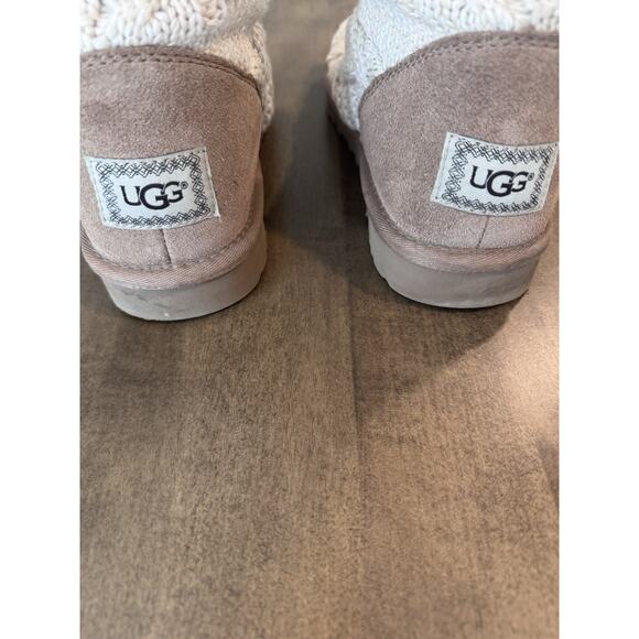 Ugg, Kalla Sock Creme Button Cozy Knit Argyle, Size 10 - Picture 4 of 7